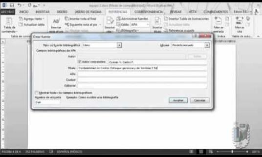 Embedded thumbnail for Como Hacer Referencias y Citas Bibliográficas Norma APA en MS Office 2013